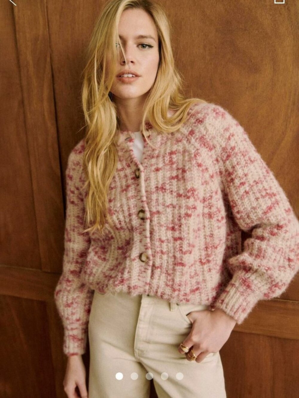 Like New Sezane Emile Alpaca Wool Marled Multicolor Cardigan Beige Pink XXXL